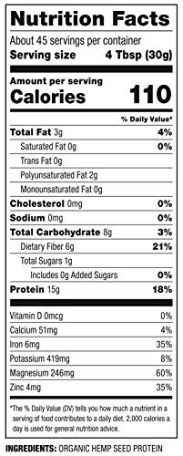 Nutiva Organic Cold-Pressed Raw Hemp Seed Protein Powder, Peak Protein, 3 Pound, USDA Organic, Non-GMO, Whole 30 Approved, Vegan, Gluten-Free & Keto, Plant Protein with Essential Amino Acids