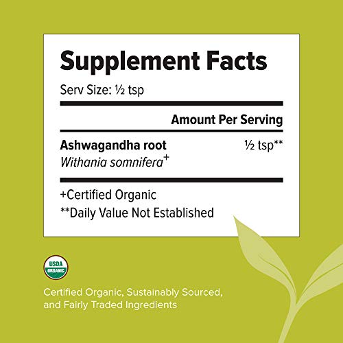 Banyan Botanicals Organic Ashwagandha Powder – Withania somnifera – for Healthy Adrenals & Immune System, Stress Relief, Strength, Balanced Mood & More* – 1/2lb. – Non-GMO Sustainably Sourced Vegan