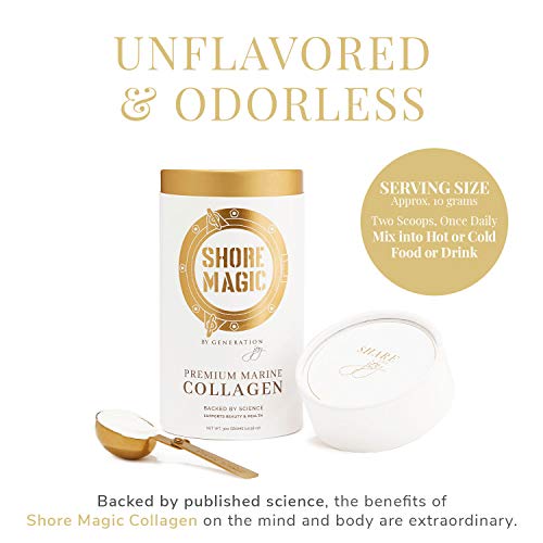 Shore Magic Marine Collagen Powder, Hydrolyzed Marine Collagen Peptides Powder, Sustainably Sourced Wild Fish Skin Collagen, Odorless & Unflavored - Approx. 30 Day Supply, 300g Canister