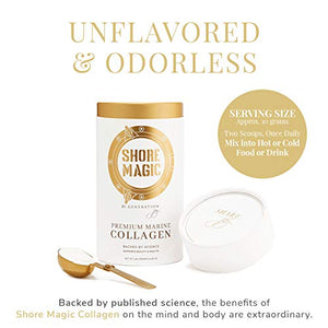 Shore Magic Marine Collagen Powder, Hydrolyzed Marine Collagen Peptides Powder, Sustainably Sourced Wild Fish Skin Collagen, Odorless & Unflavored - Approx. 30 Day Supply, 300g Canister