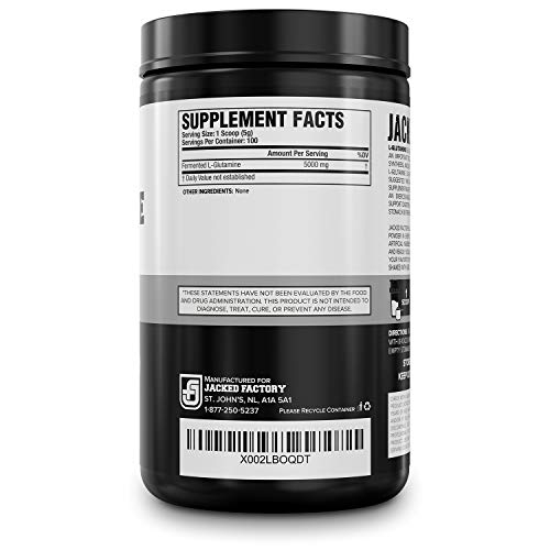 L-Glutamine Powder 500g, 100 Servings - Vegan Fermented L Glutamine Supplement for Post Workout Muscle Recovery, Immunity, Digestive Health - Tested & Trusted, No Artificial Fillers - Unflavored