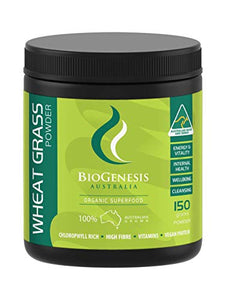 Biogenesis Australia Wheat Grass Powder | 100% Natural, Support Immune System, Plant Based Protein, Vegan Friendly | Antioxidant, Superfood, High Vitamins and Minerals | 150 GMS