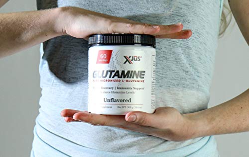 Xjus Micronized L-Glutamine, Maintain Muscle Mass, Supplements Natural Glutamine, GMO Free, Kosher, No Filler Ingredients, 60 Servings