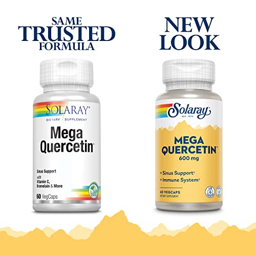 Solaray Mega Quercetin, Healthy Sinus & Immune Support & AMPK Activator, Rutin, Hesperidin & Bromelain, 60 VegCaps