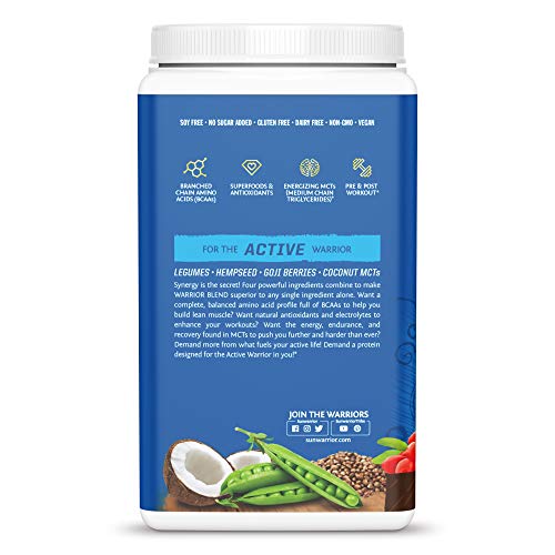 Sunwarrior Warrior Blend - Organic Vegan Plant Protein Powder with BCAAs and Pea Protein - Dairy Free, Gluten Free, Soy Free, Non- GMO, Plant Based Protein Powder, Sugar Free and Keto Friendly
