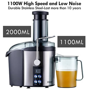 1100W High Speed Centrifugal Juicer Machine Juice Extractor,4 Speed Control & Pulse Function & LCD Screen, 3” Wide 8" High Feed Chute,Easy to Clean,BPA Free,Included Brush