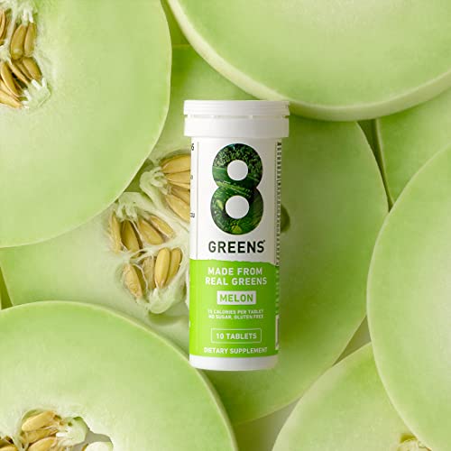 8Greens Immunity and Energy Effervescent Tablets - Packed with 8 Powerful Super Greens (Melon, 1 Tube/10 Tablets)