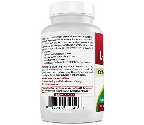 3 Pack - Best Naturals L-Arginine 1000 mg 120 Tablets - Pharmaceutical Grade L Arginine Supplement Promotes Nitric Oxide Synthesis (Total 360 Tablets)