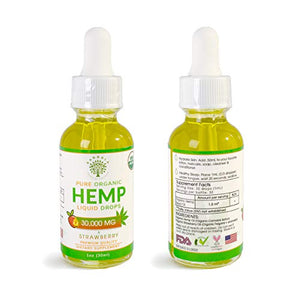 Organic Pure Hemp Oil 30,000 MG, by Kandala for Pain & Stress Natural Hemp Drops – Helps with Sleep, Skin, and Hair (2 Pack, Strawberry)