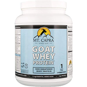 MT. CAPRA Since 1928 Clean Whey Protein | Grass-Fed Undenatured Goat Whey Protein Powder, 24 g Protein Per Serving, All Natural, NonGMO, High in Branch Chain Amino Acids, Unsweetened - 16 Ounce