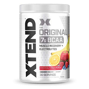 XTEND Original BCAA Powder Knockout Fruit Punch | Sugar Free Post Workout Muscle Recovery Drink with Amino Acids | 7g BCAAs for Men & Women | 30 Servings