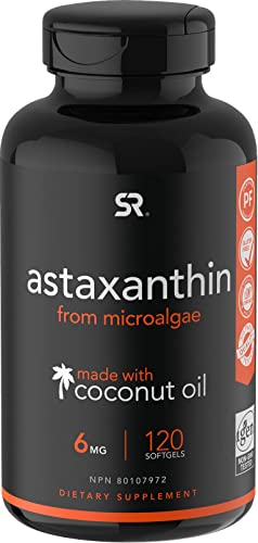 Astaxanthin (6mg) with Organic Coconut | Non-GMO, Soy & Gluten Free - 120 Mini Softgels (4 Month Supply)