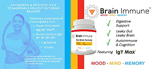 Brain Bean Brain-Immune | Advanced Formula to Support Leaky Gut, Leaky Brain, Immune System | with 10g Colostrum with Lactoferrin, 5g L-Glutamine, 4g IgY Max, and 1g Inulin | 30 Servings