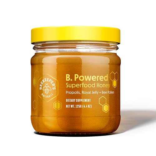 BEEKEEPER'S NATURALS B.Powered - Fuel Your Body & Mind, Helps with Immune Support, Mental Clarity, Enhanced Energy & Athletic performance - Propolis, Royal Jelly, Bee Pollen, Honey (4.4 oz)