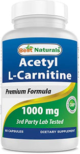 Best Naturals Acetyl L-Carnitine 1000mg Capsule, 60 Count