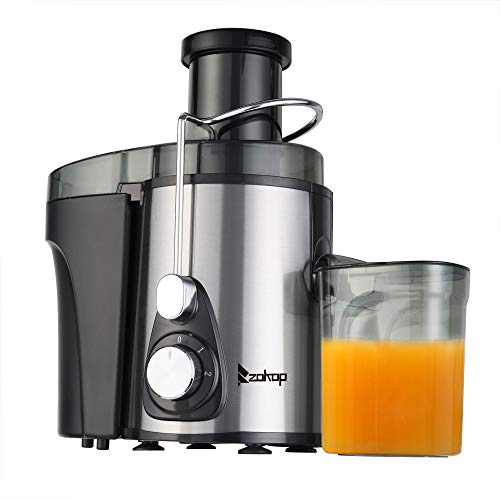 American Standard J02 110V 600W 75MM Large Caliber 600ML Juice Cup 1000ML Slag Cup Double Gear Electric Juicer Stainless Steel Black