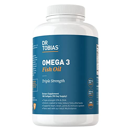 Dr. Tobias Omega-3 Fish Oil, Triple Strength, Supports Brain & Heart Health, 2000 mg per Serving, 180 Soft Gels (2 Daily)