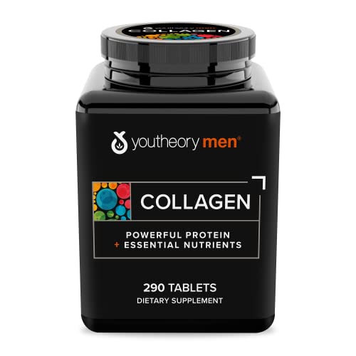 Youtheory Collagen for Men - with Biotin, Vitamin C and 18 Amino Acids, 290 Tablets (1 Bottle)