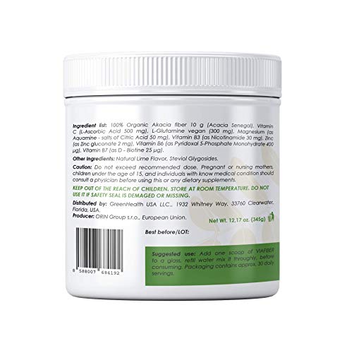 Viafiber Organic Prebiotics, L Glutamine Powder, Vegan Fiber Powder for Gut Health, Leaky Gut Repair Powder, Prebiotics, Acacia Fiber ,Gut Health Supplements for Women and Man 12.17 Ounce