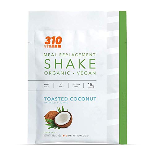 Vegan Organic Plant Protein Powder and Meal Replacement Shake - By 310 Nutrition - Gluten, Dairy and Soy Free - 0g of Sugar | Keto and Paleo Friendly… (Toasted Coconut, 1 Serving)