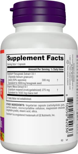 Webber Naturals Maca for Men, 1,650 mg of Organic Maca and 9,990 mg of Fenugreek Per Pill, 60 Vegetarian Capsules, Supports Energy and Mood, Gluten Free, Non-GMO, Suitable for Vegans