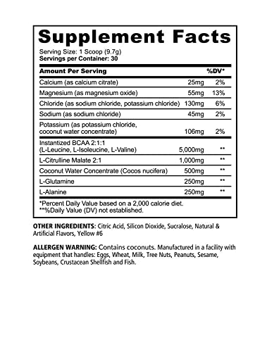 UNDERGROUND BIO LABS™ Panda SUPPS – Recover BCAA + Hydration - 30 Servings, 5G BCAA 2:1:1, 1G L-Tyrosine, Coconut Water Powder, L-Glutamine, STIM-Free, Superior Taste and Absorption (Melon Ball)