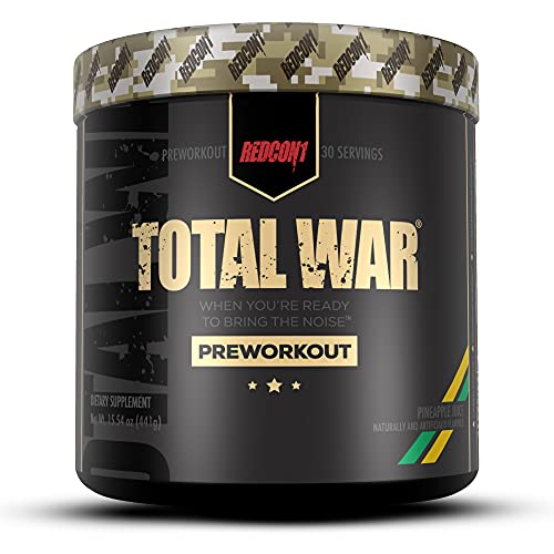 Redcon1 Total War PreWorkout - 30 Servings, Boost Energy, Increase Endurance and Focus, Beta-Alanine, Caffeine (Pineapple Juice)