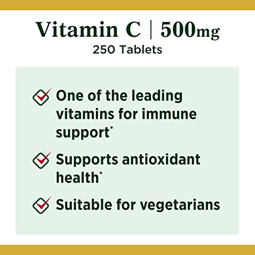 Vitamin C by Nature's Bounty for Immune Support. Vitamin C is a Leading Immune Support Vitamin, 500mg, 250 Tablets