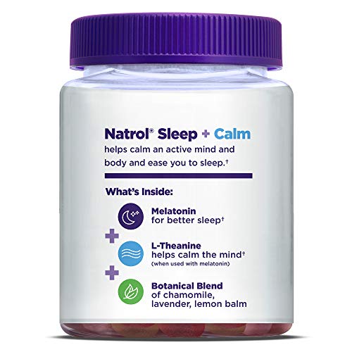 Natrol Sleep+ Calm, Melatonin and L-Theanine, with Botancial Blend, 100% Drug-Free Sleep Aid Gummies, Gummy, 60 Count