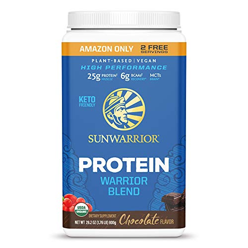 Sunwarrior Warrior Blend - Organic Protein Powder with BCAAs and Pea Protein Powder - Dairy Free, Gluten Free, Soy Free, Non-GMO, Sugar Free, and Keto Friendly Vegan, Plant Based Protein Powder