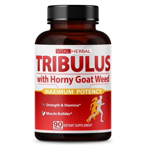 7 in 1 Ultra Tribulus Terrestris with Horny Goat Weed Capsules 9170 mg - Maximum Strength with Ashwagandha Tribulus Maca Root Enhance Energy Stamina for Men Women 1 Bottle (90 Count (Pack of 1))