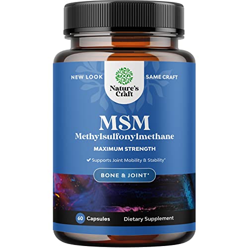 Pure MSM Supplement Capsules  Joint Support for Increased Flexibility and Pain Relief with Anti Wrinkle, Anti Aging Collagen Boosting Pills and Antioxidant Supplement For Men and Women