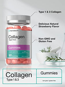 Hydrolyzed Collagen Gummies | 90 Count | Strawberry Flavored Gummy Supplement | Type 1 and 3 | Non-GMO, Gluten Free | by Horbaach