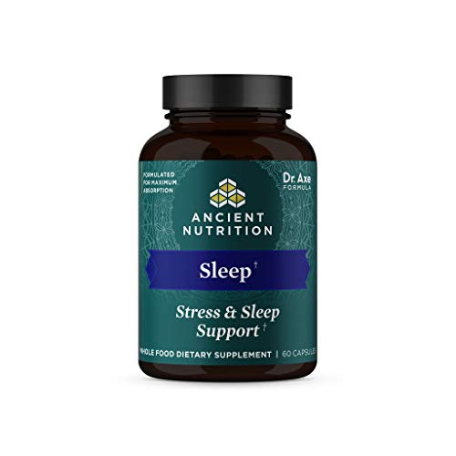 Ashwagandha for Sleep Support by Ancient Nutrition, for Stress and Sleep Support, Promotes Mental Relaxation, Gluten Free, Paleo and Keto Friendly, 60 Capsules