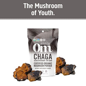 Om Mushroom Superfood Chaga Organic Mushroom Powder, 3.5 Ounce, 50 Servings, US Grown, Sacred Antioxidants & Immune Support, Superfood Mushroom Supplement