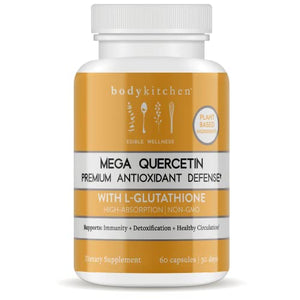 Body Kitchen - Mega Quercetin 1000mg with L-Glutathione, Complete Respiratory Support, Promotes NAC Production, Supports Immune, Cardiovascular Health and Detox, Non-GMO, Veggie Caps, 60 Count