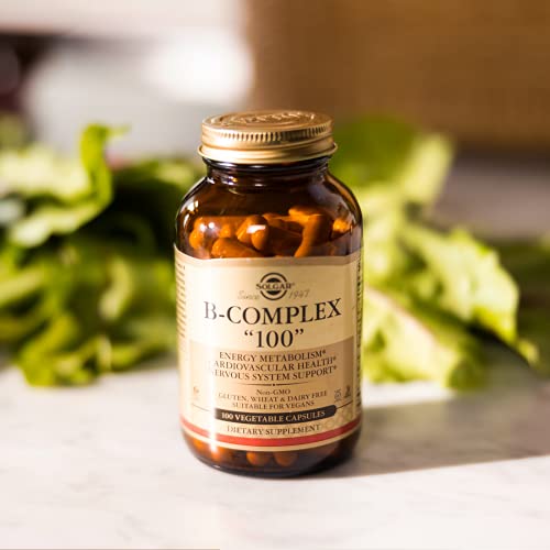 Solgar B-Complex "100", 100 Vegetable Capsules - Heart Health - Nervous System Support - Supports Energy Metabolism - Non GMO, Vegan, Gluten Free, Dairy Free, Kosher, Halal - 100 Servings
