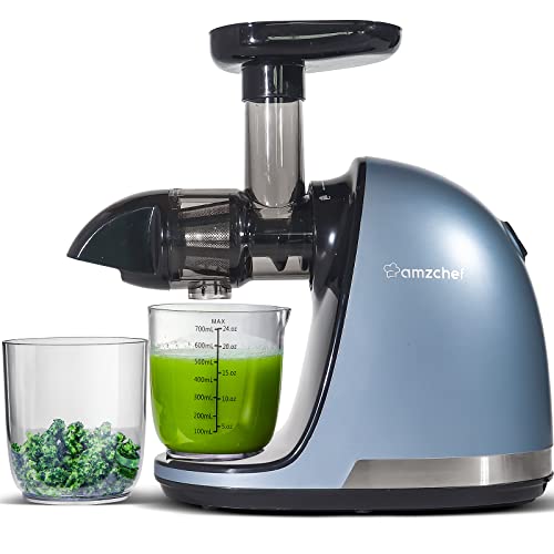 Slow Juicer,AMZCHEF Slow Masticating Juicer Extractor Easy to Clean, Cold Press Juicer Machines with Brush, Juice Extractor with Quiet Motor & Reverse Function, for High Nutrient Fruit & Vegetable Juice