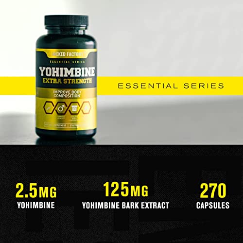 Yohimbine Extra Strength Supplement 2.5mg, 270 Capsules - Premium Yohimbe Bark Extract Supplement for Body Recomposition, Energy & More - Zero Fillers - 270 Non GMO Veggie Capsule Pills