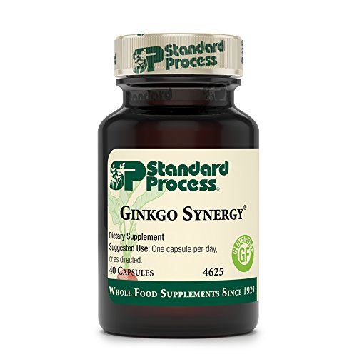 Standard Process Ginkgo Synergy - Whole Food Mental Clarity, Brain Health Supplement, Brain Support and Blood Flow with Grapeseed Extract, Buckwheat, Gotu Kola, Ginkgo Biloba - 40 Capsules