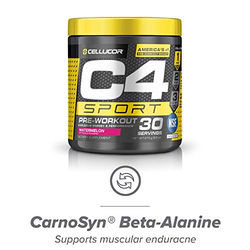 C4 Sport Pre Workout Powder Watermelon - NSF Certified for Sport + Preworkout Energy Supplement for Men & Women - 135mg Caffeine + Creatine Monohydrate - 30 Servings