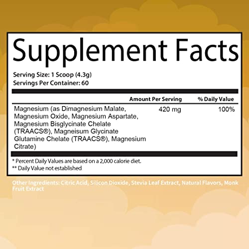 Magnesium Complex Powder by GoBiotix | High Absorption Magnesium Supplement Drink for Sleep Support, Stress Relief, Muscle Relaxation & Recovery | Vegan + Sugar-Free + Non-GMO. Honey Citrus, 60 Serv.