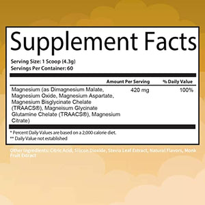 Magnesium Complex Powder by GoBiotix | High Absorption Magnesium Supplement Drink for Sleep Support, Stress Relief, Muscle Relaxation & Recovery | Vegan + Sugar-Free + Non-GMO. Honey Citrus, 60 Serv.