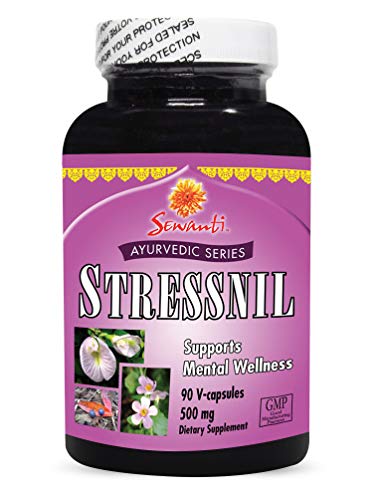 Sewanti Ayurvedic Formula to Support Mental Wellness - Stressnil 90 V Capsules/ 35: 1 Extract of Bacopa, Clitoria, Amla, Moon Creeper, Rosemary Nuts, Jatamansi
