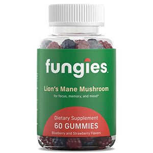 Lion's Mane Mushroom Gummies by Fungies - Brain Boosting Gummies w/ 500mg Lion's Mane – Promotes Focus, Memory, and Mood - 60 Count (Natural Berry Flavor, Gelatin-Free, Gluten-Free, Non-GMO, Vegan)