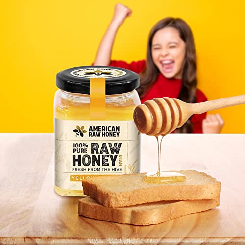 American Raw Honey - Raw Sweet Yellow Clover Honey from Utah, 100% Pure Organic Honey, Fresh from the Hive - Superfood, Gluten Free, Unpasteurized, No Preservatives or Additives (10 oz. / 285g)