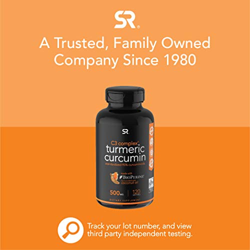 Turmeric Curcumin C3 Complex 500mg, Enhanced with Black Pepper & Organic Coconut Oil for Better Absorption; Non-GMO & Gluten Free - 120 Count
