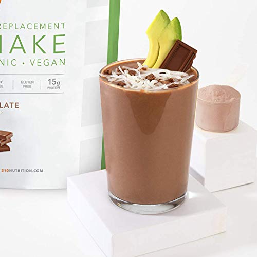 Vegan Organic Plant Protein Powder and Meal Replacement Shake - By 310 Nutrition - Gluten, Dairy and Soy Free - 0g of Sugar | Keto and Paleo Friendly… (Chocolate, 14 Servings)