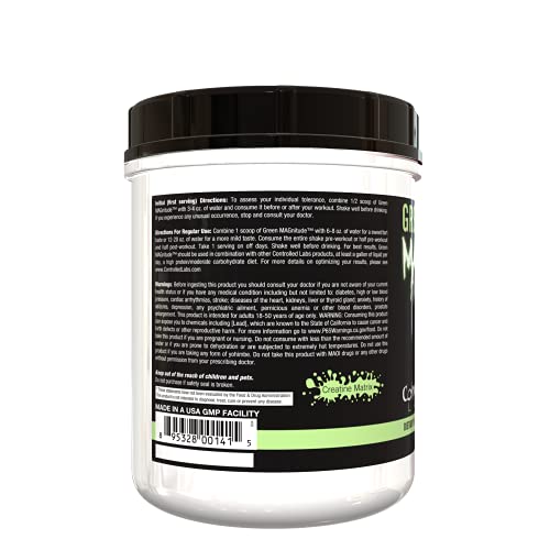 Controlled Labs Green Magnitude, Synergistic Creatine Formula, Promotes Strength, Stamina, and Performance, Helps Maintain Workout Intensity, 80 Servings, Green Lemonade