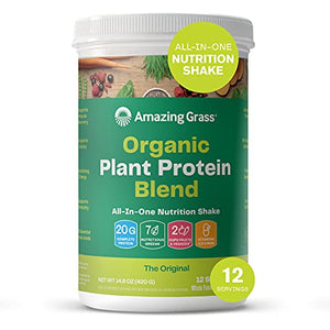 Amazing Grass Organic Plant Protein Blend: Vegan Protein Powder, All-In-One Nutrition Shake, with Beet Root, Original, 12 Servings, 14.8 Ounce (Pack of 1)